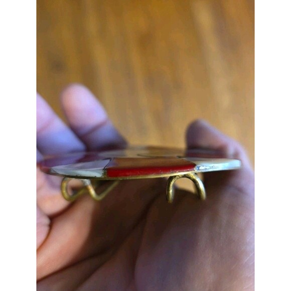 MOD 70s ART Belt Buckel Ying Yang Mother Of Pearl Black Cream Red Retro Hippie main image 7